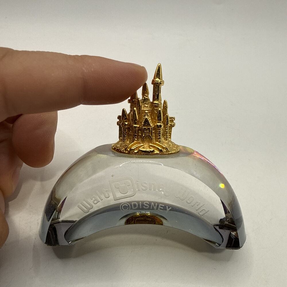 Vintage Disney Gold Gilt Magic Kingdom Iridescent Glass Arch Souvenir Figurine *
